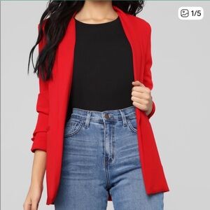 NWT Fashionova Vibrant Red Women's 3/4 sleeve Blazer Womens L
